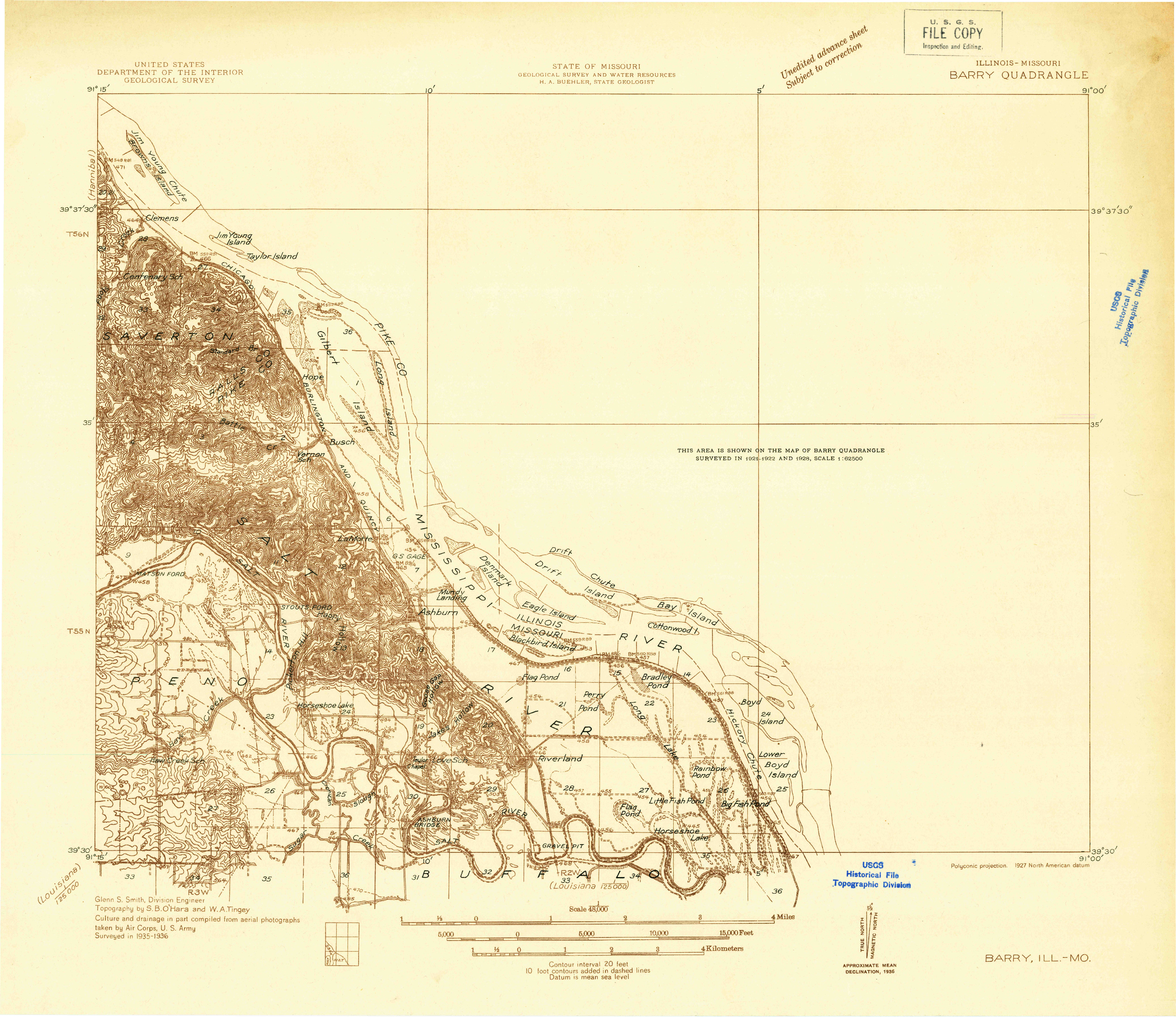 USGS 1:48000-SCALE QUADRANGLE FOR BARRY, IL 1936