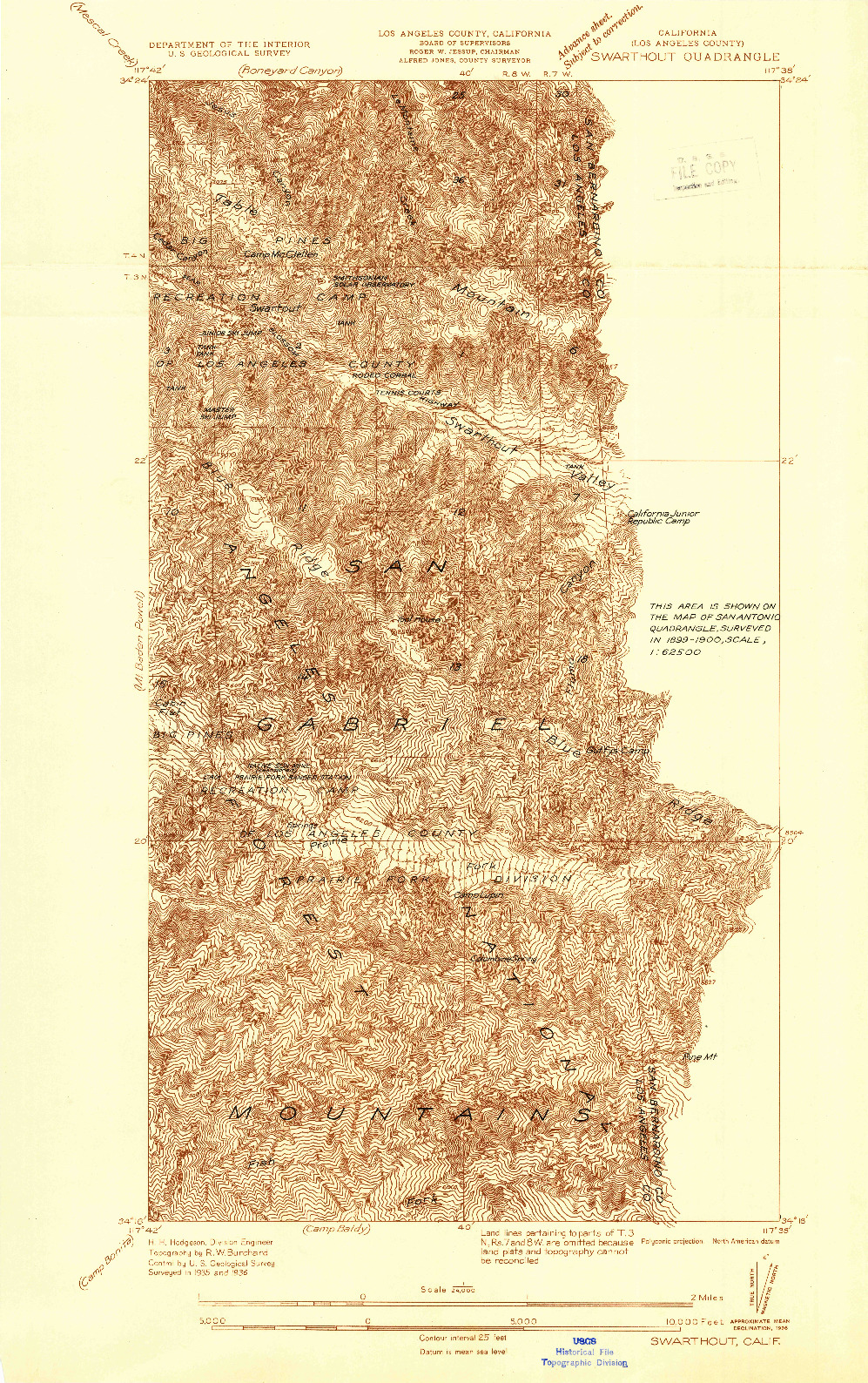 USGS 1:24000-SCALE QUADRANGLE FOR SWARTHOUT, CA 1936
