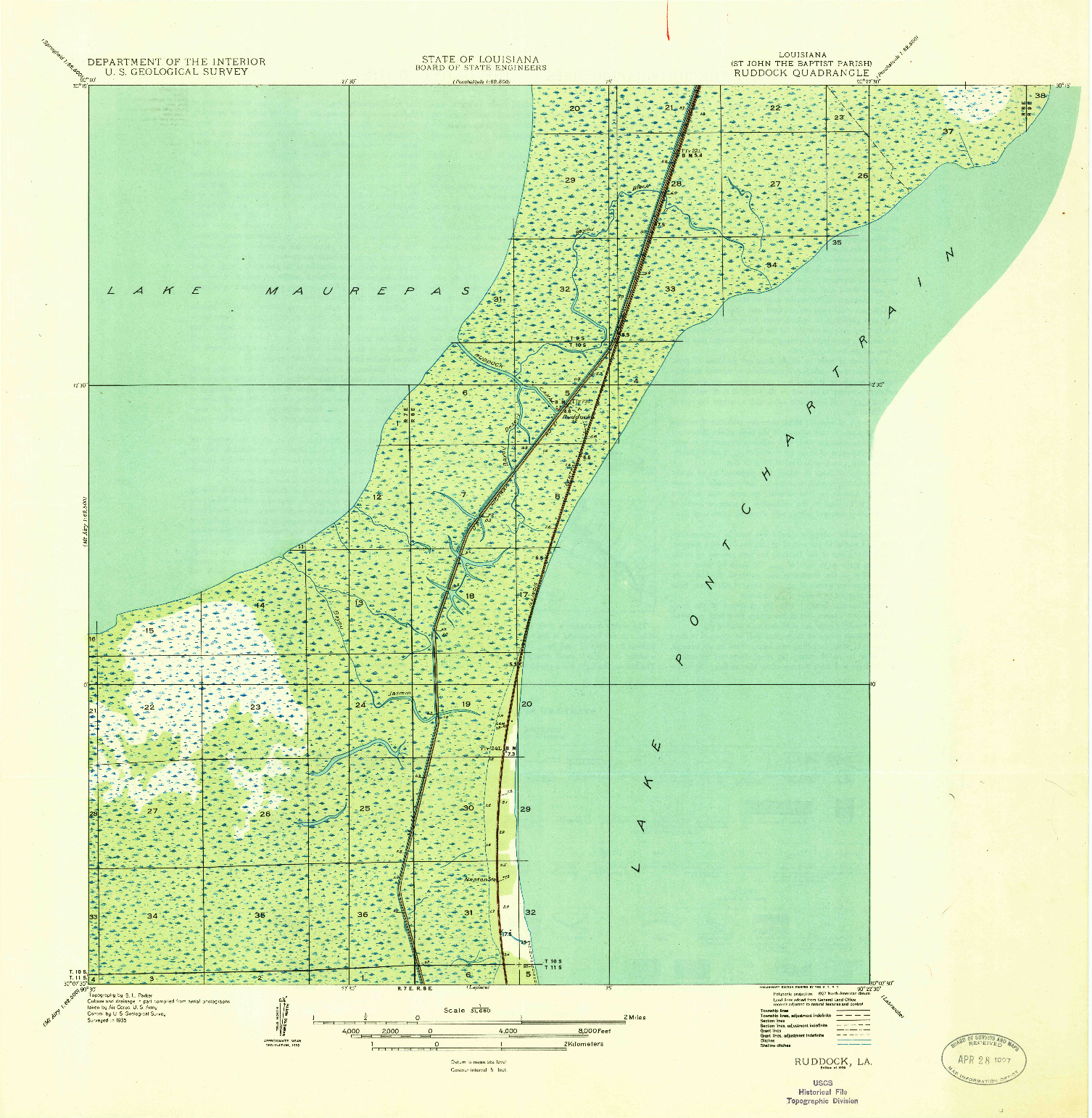 USGS 1:31680-SCALE QUADRANGLE FOR RUDDOCK, LA 1936