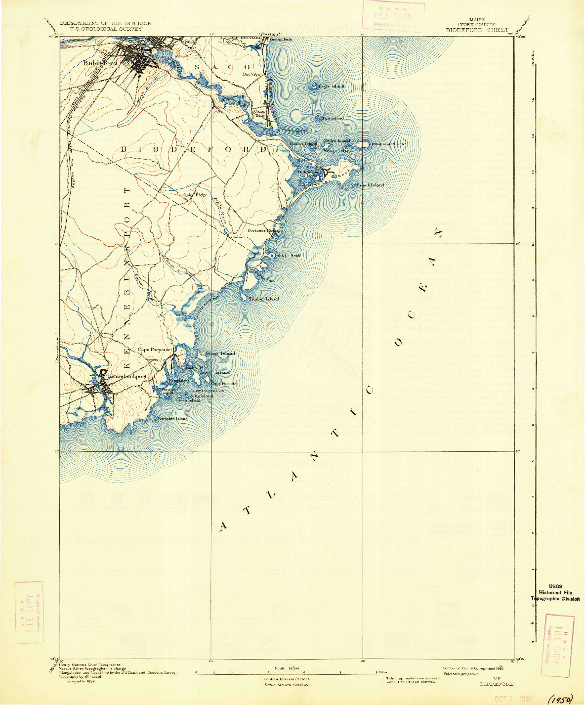 USGS 1:62500-SCALE QUADRANGLE FOR BIDDEFORD, ME 1893