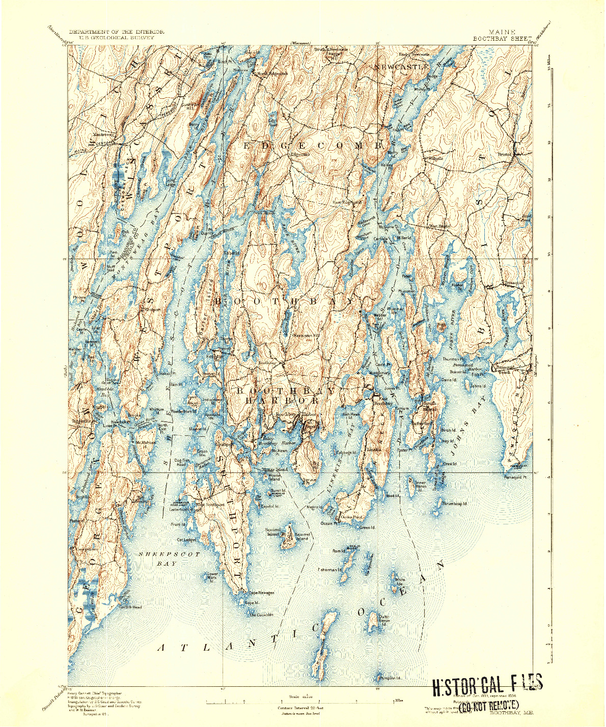 USGS 1:62500-SCALE QUADRANGLE FOR BOOTHBAY, ME 1893