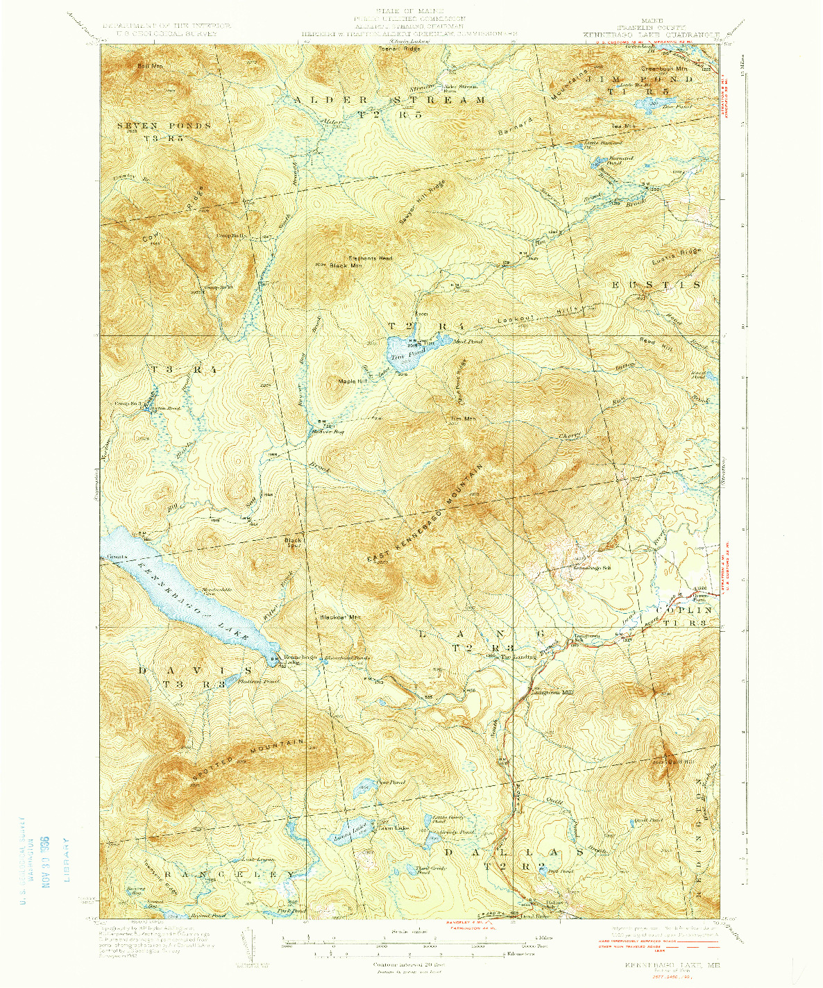 USGS 1:62500-SCALE QUADRANGLE FOR KENNEBAGO LAKE, ME 1936