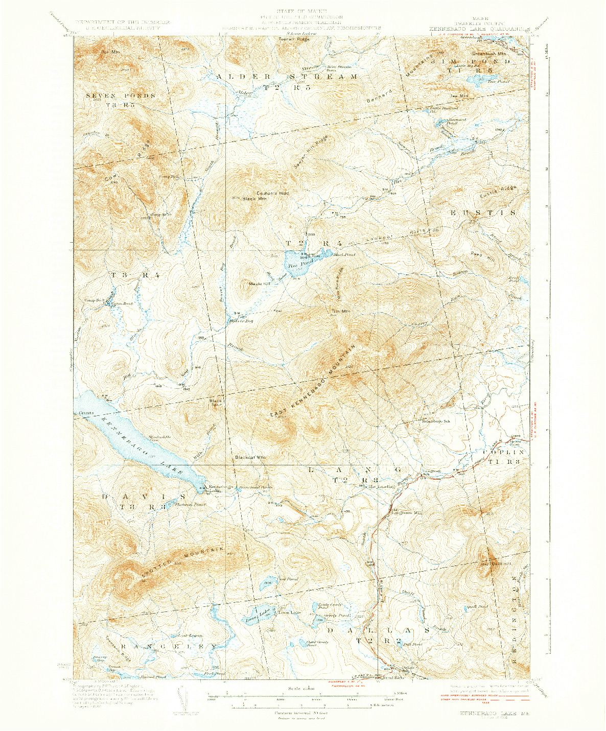 USGS 1:62500-SCALE QUADRANGLE FOR KENNEBAGO LAKE, ME 1936