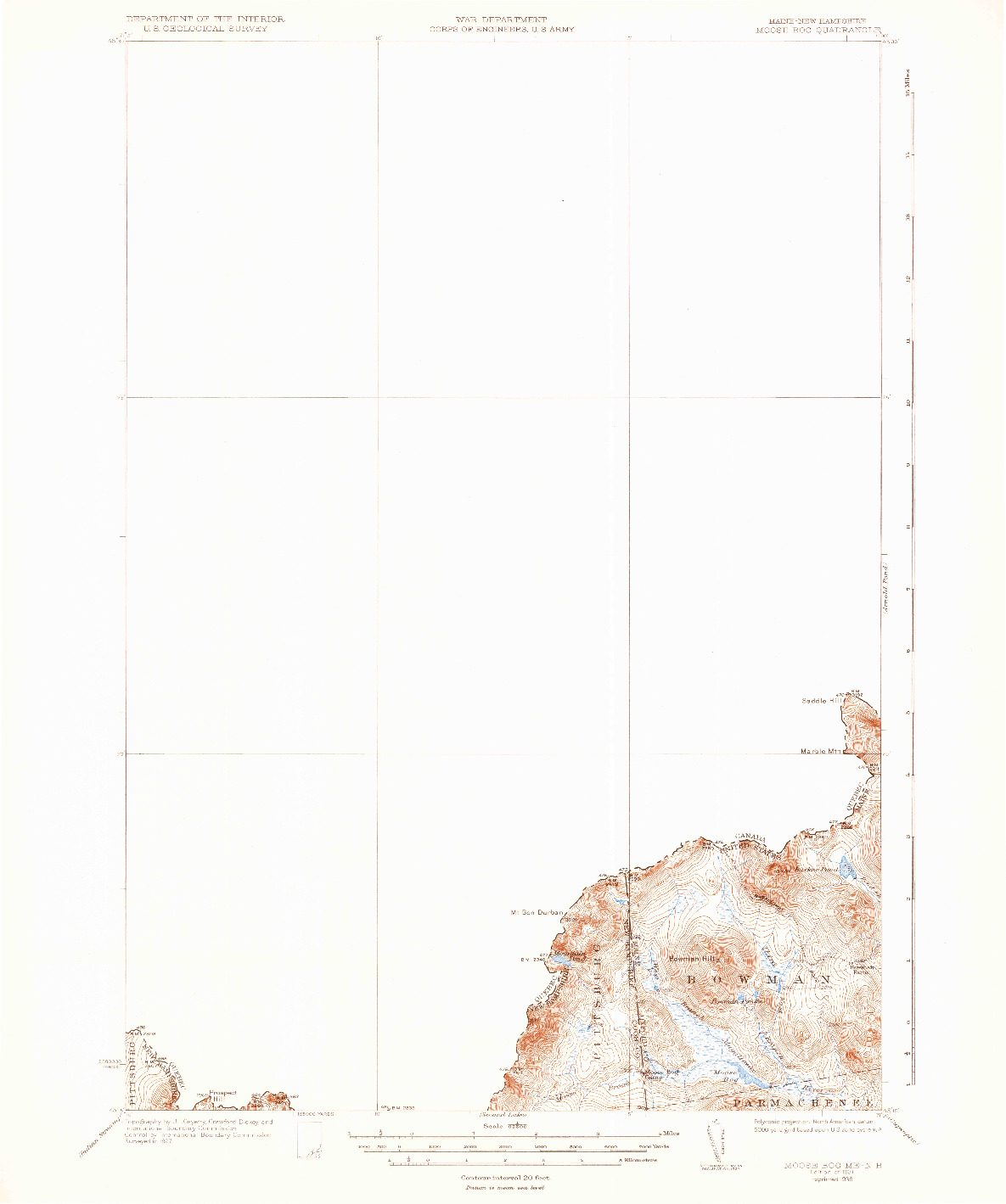 USGS 1:62500-SCALE QUADRANGLE FOR MOOSE BOG, ME 1931