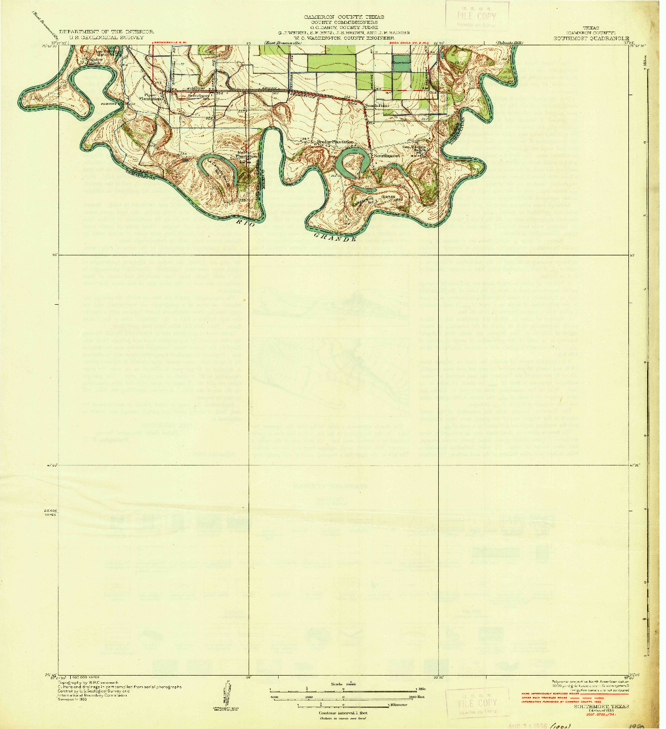 USGS 1:31680-SCALE QUADRANGLE FOR SOUTHMOST, TX 1936