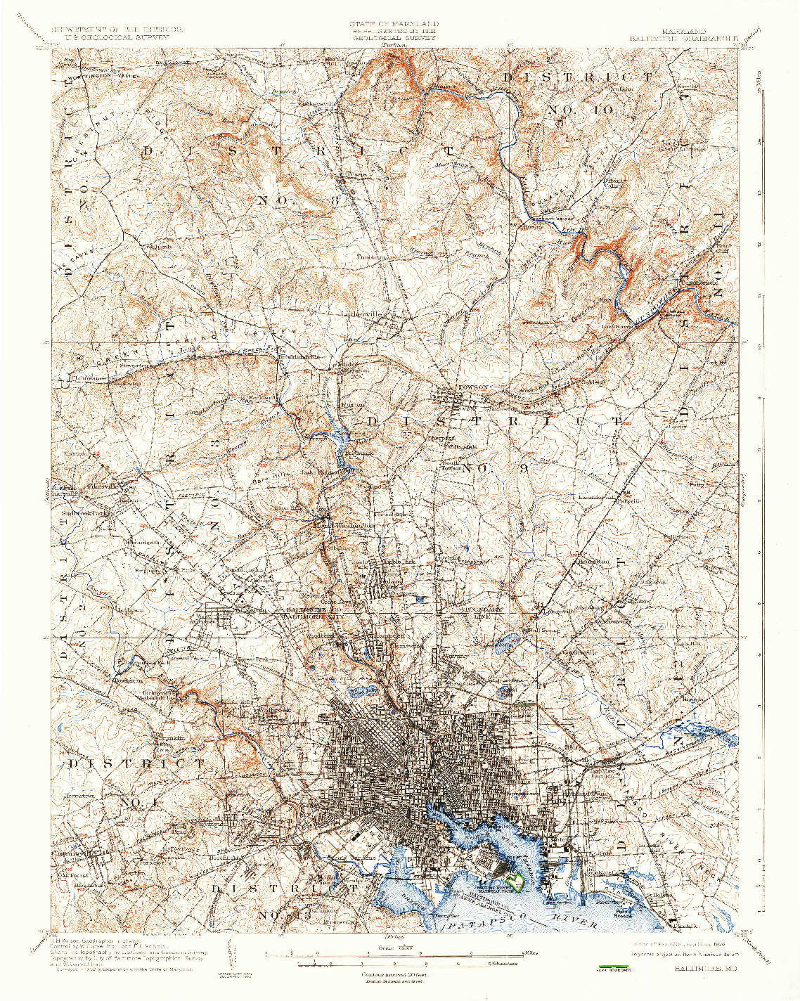 USGS 1:62500-SCALE QUADRANGLE FOR BALTIMORE, MD 1904