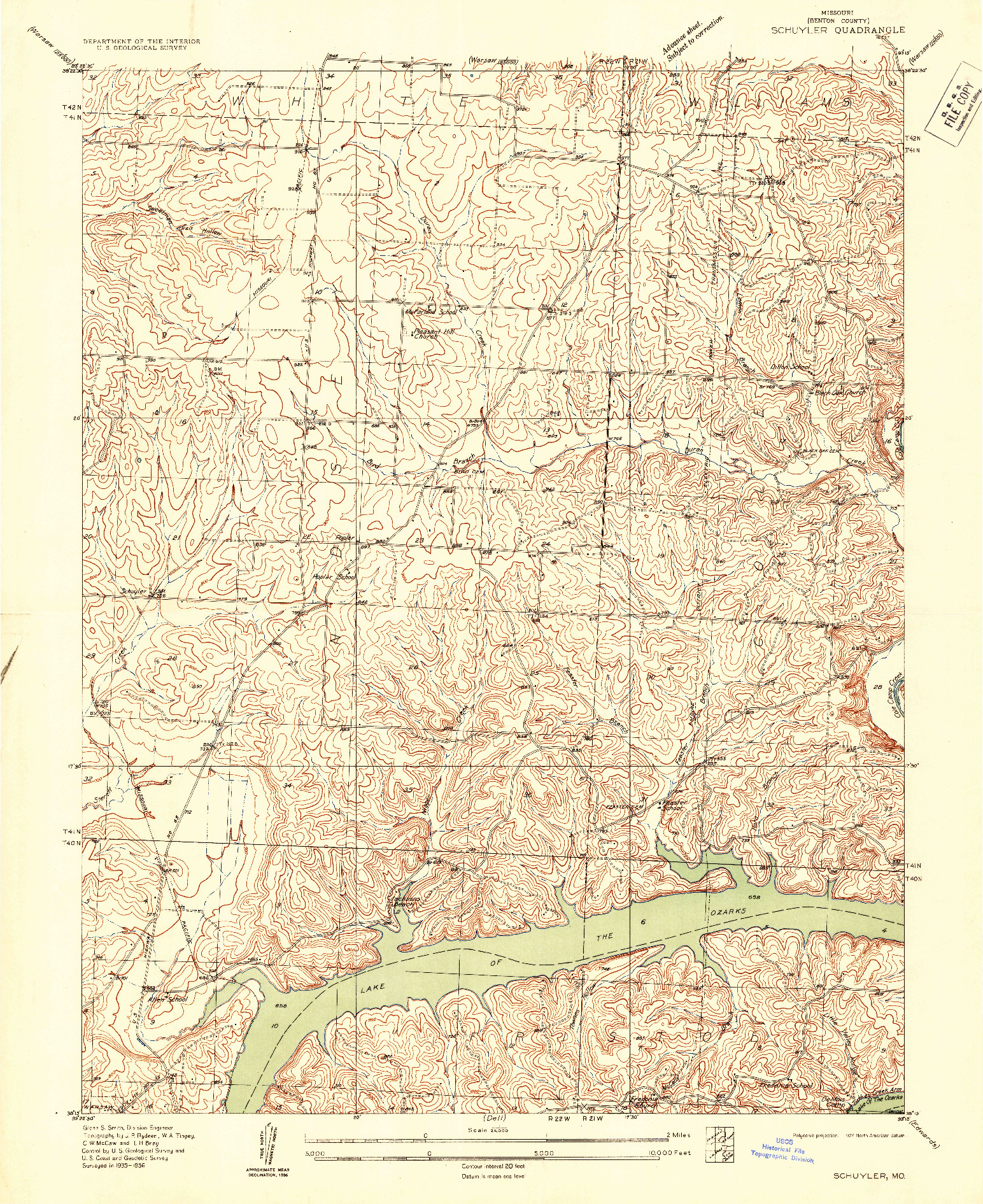 USGS 1:24000-SCALE QUADRANGLE FOR SCHUYLER, MO 1936
