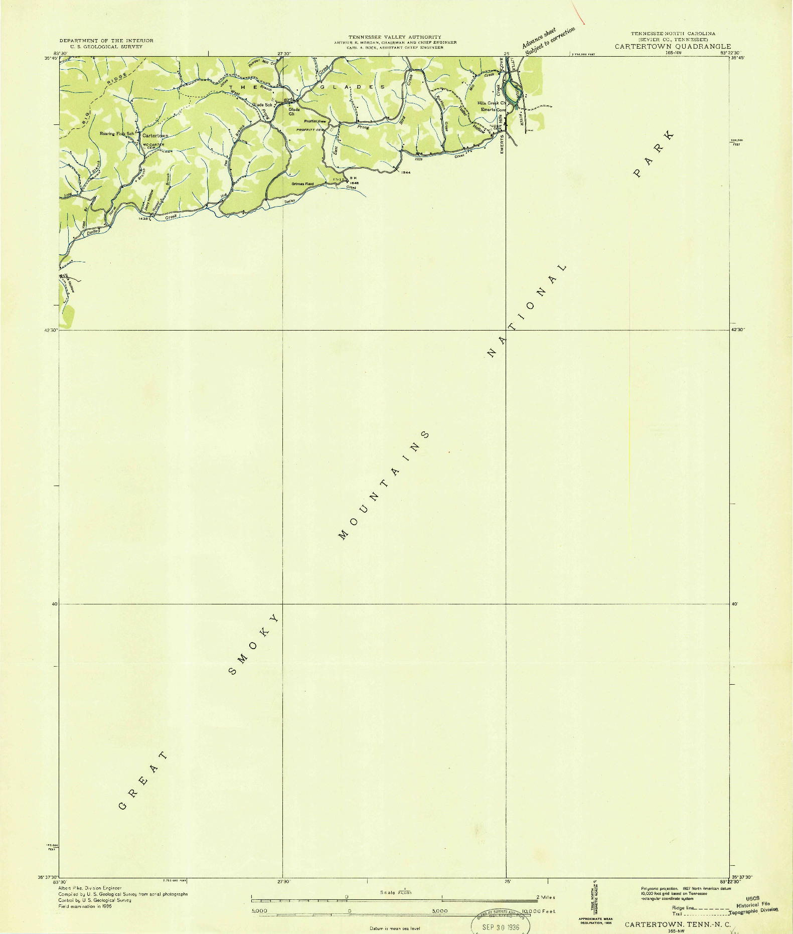 USGS 1:24000-SCALE QUADRANGLE FOR CARTERTOWN, TN 1936