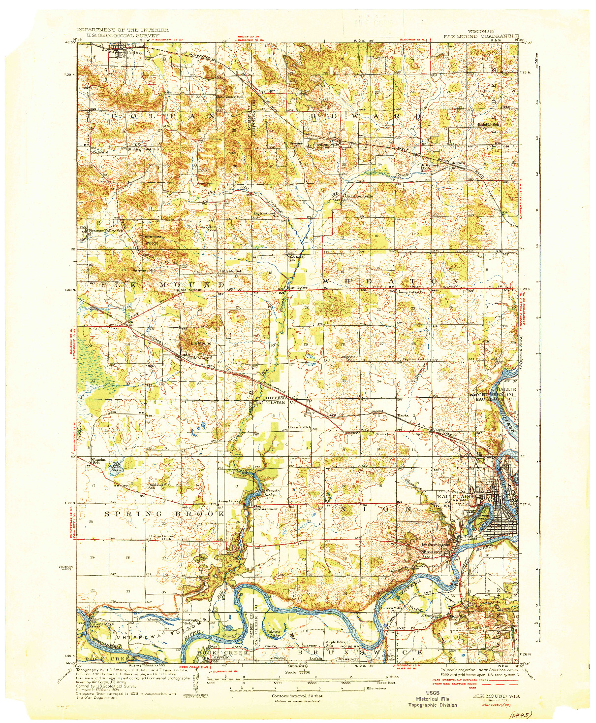 USGS 1:62500-SCALE QUADRANGLE FOR ELK MOUND, WI 1936