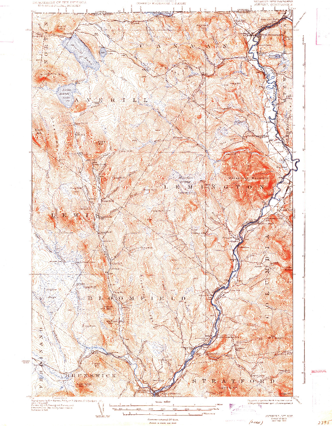 USGS 1:62500-SCALE QUADRANGLE FOR AVERILL, VT 1929