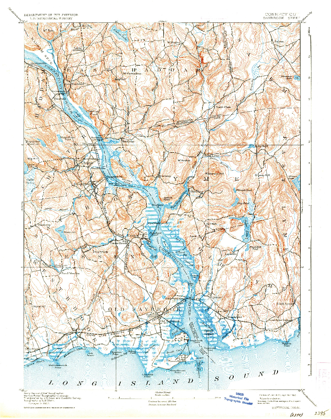 USGS 1:62500-SCALE QUADRANGLE FOR SAYBROOK, CT 1893