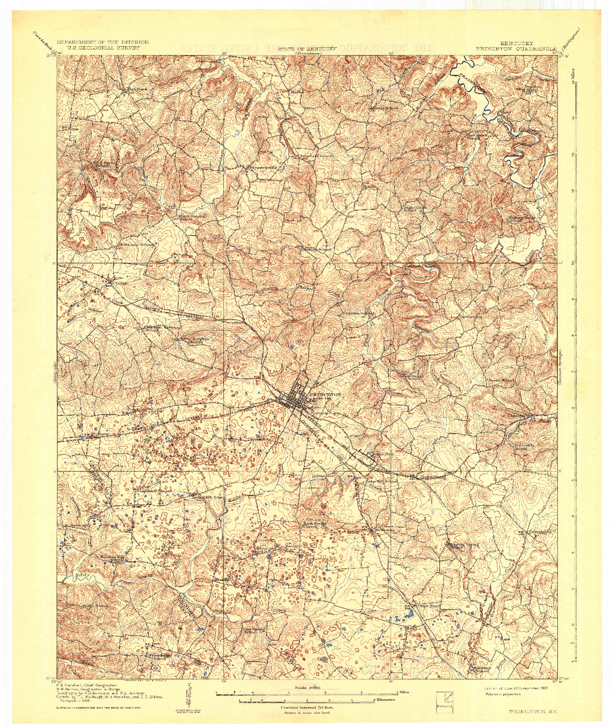 USGS 1:62500-SCALE QUADRANGLE FOR PRINCETON, KY 1910