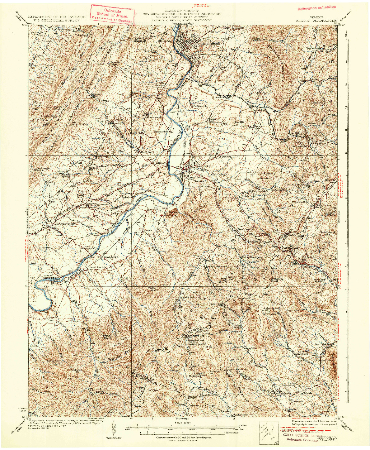 USGS 1:62500-SCALE QUADRANGLE FOR ELKTON, VA 1937