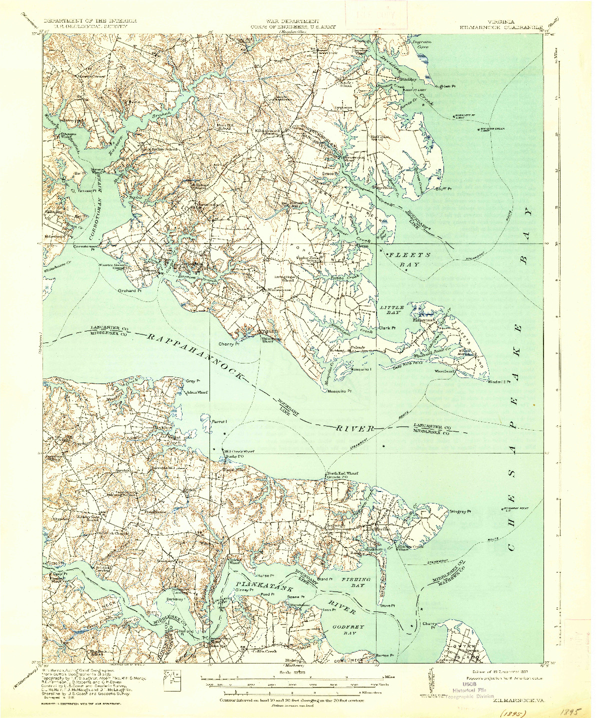 USGS 1:62500-SCALE QUADRANGLE FOR KILMARNOCK, VA 1917