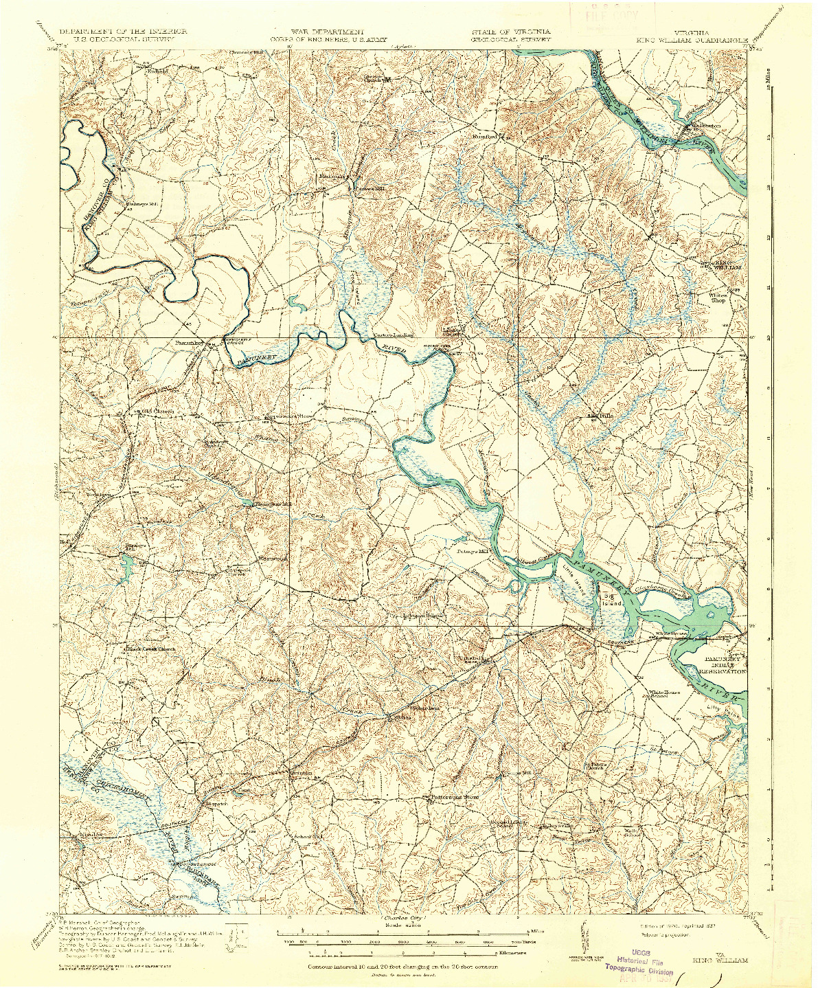 USGS 1:62500-SCALE QUADRANGLE FOR KING WILLIAM, VA 1920