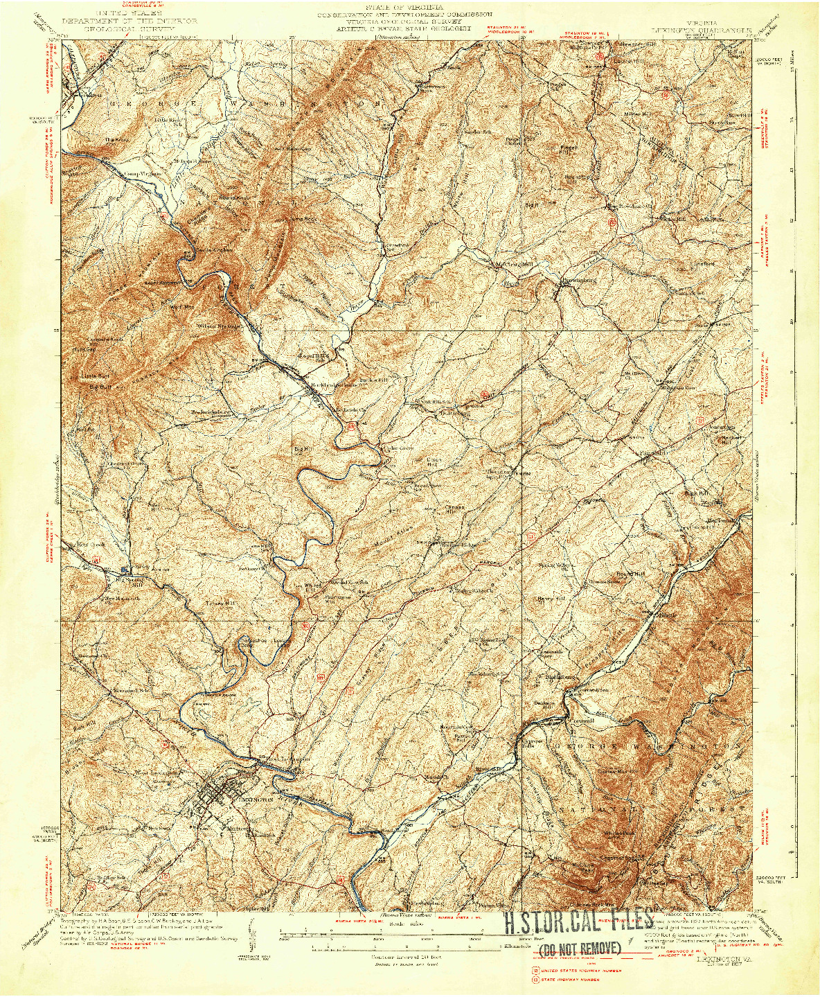 USGS 1:62500-SCALE QUADRANGLE FOR LEXINGTON, VA 1937