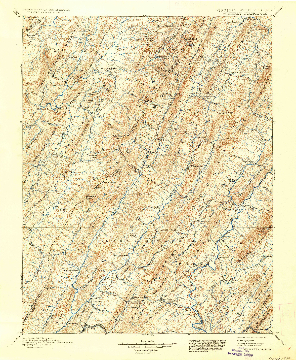 USGS 1:125000-SCALE QUADRANGLE FOR MONTEREY, VA 1901