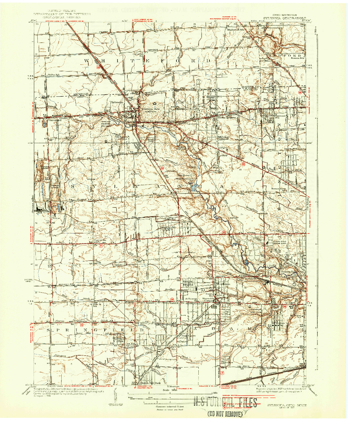 USGS 1:31680-SCALE QUADRANGLE FOR SYLVANIA, OH 1937