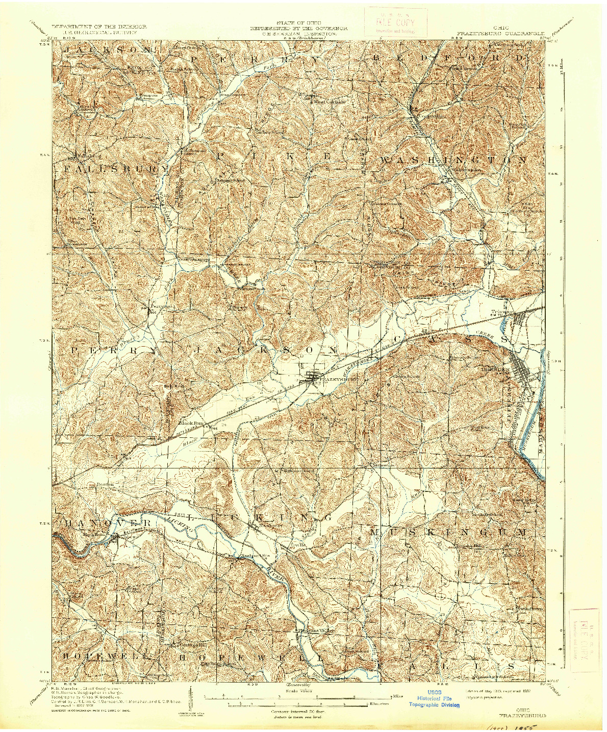 USGS 1:62500-SCALE QUADRANGLE FOR FRAZEYSBURG, OH 1910