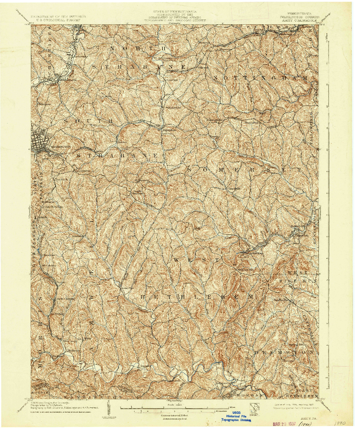 USGS 1:62500-SCALE QUADRANGLE FOR AMITY, PA 1904