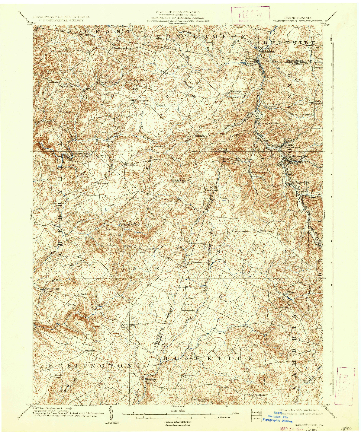 USGS 1:62500-SCALE QUADRANGLE FOR BARNESBORO, PA 1904