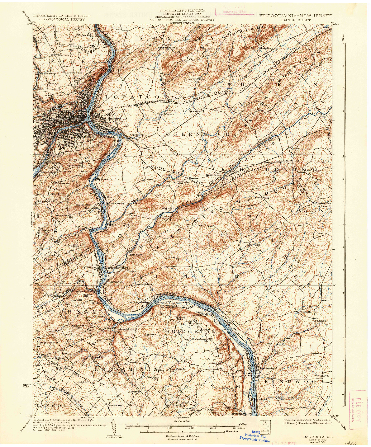 USGS 1:62500-SCALE QUADRANGLE FOR EASTON, PA 1932