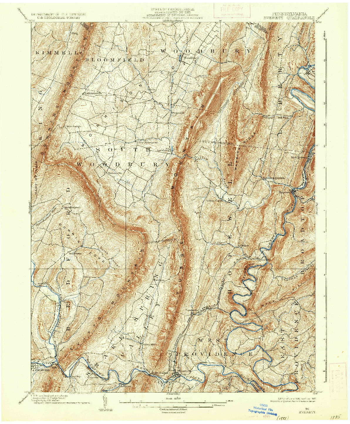 USGS 1:62500-SCALE QUADRANGLE FOR EVERETT, PA 1902