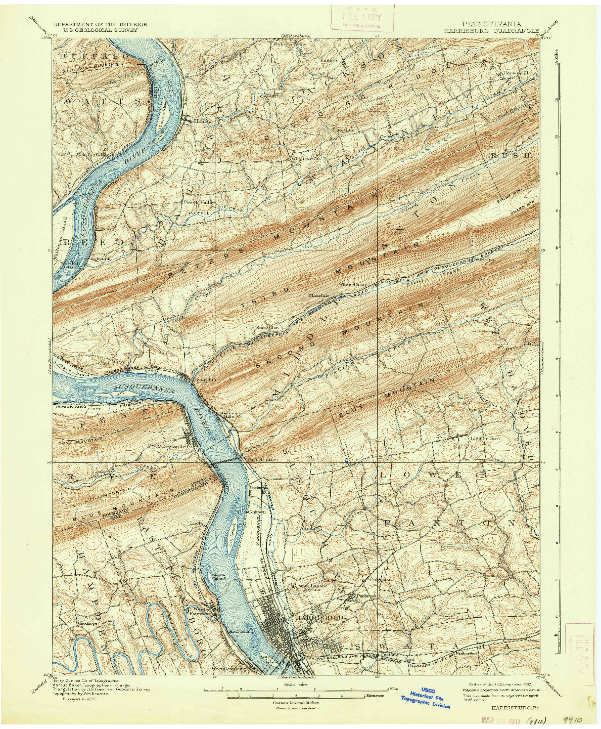 USGS 1:62500-SCALE QUADRANGLE FOR HARRISBURG, PA 1899