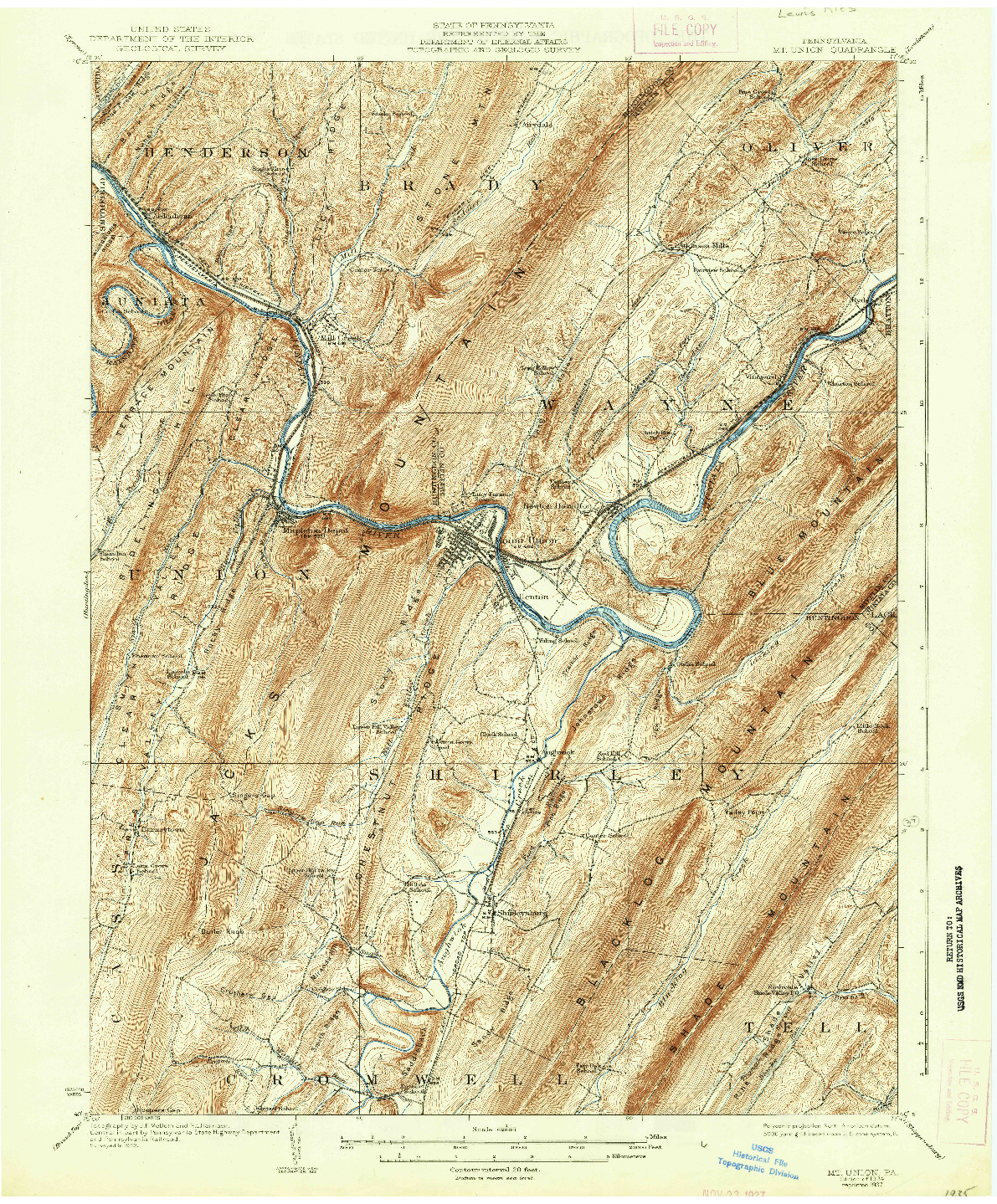 USGS 1:62500-SCALE QUADRANGLE FOR MT. UNION, PA 1924