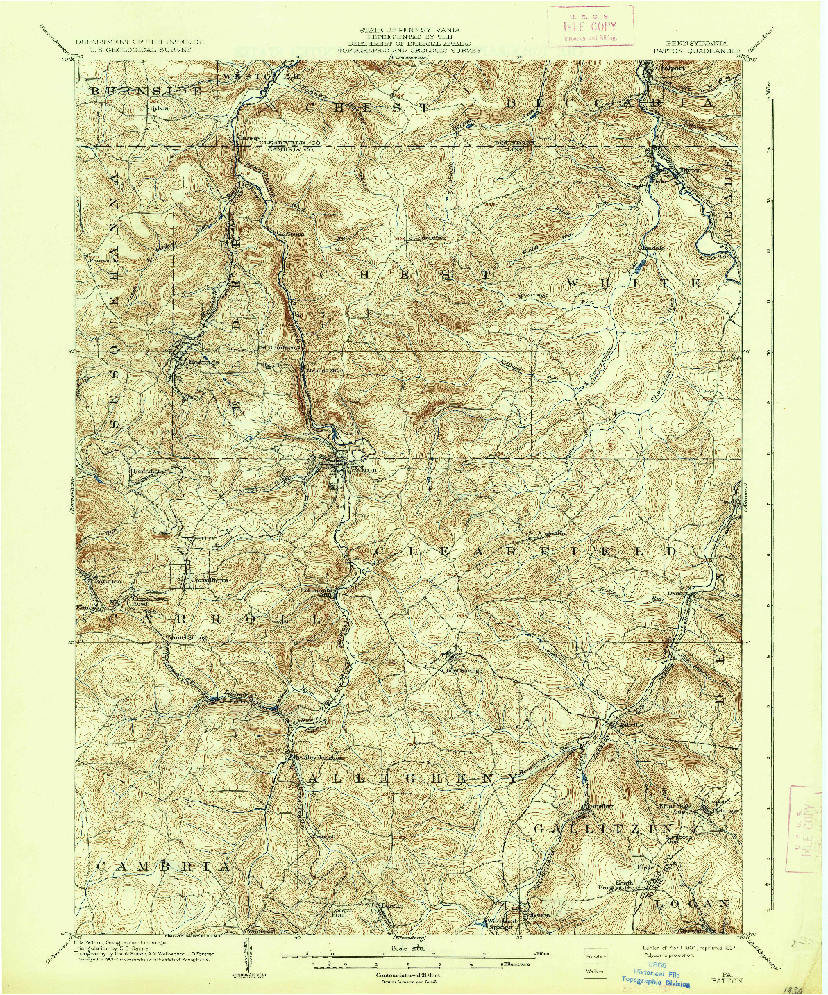 USGS 1:62500-SCALE QUADRANGLE FOR PATTON, PA 1904