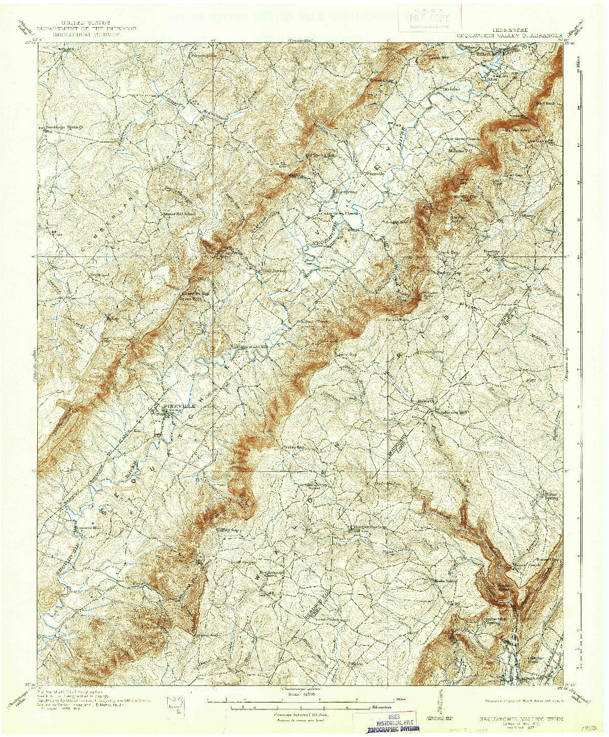 USGS 1:62500-SCALE QUADRANGLE FOR SEQUATCHIE VALLEY, TN 1910