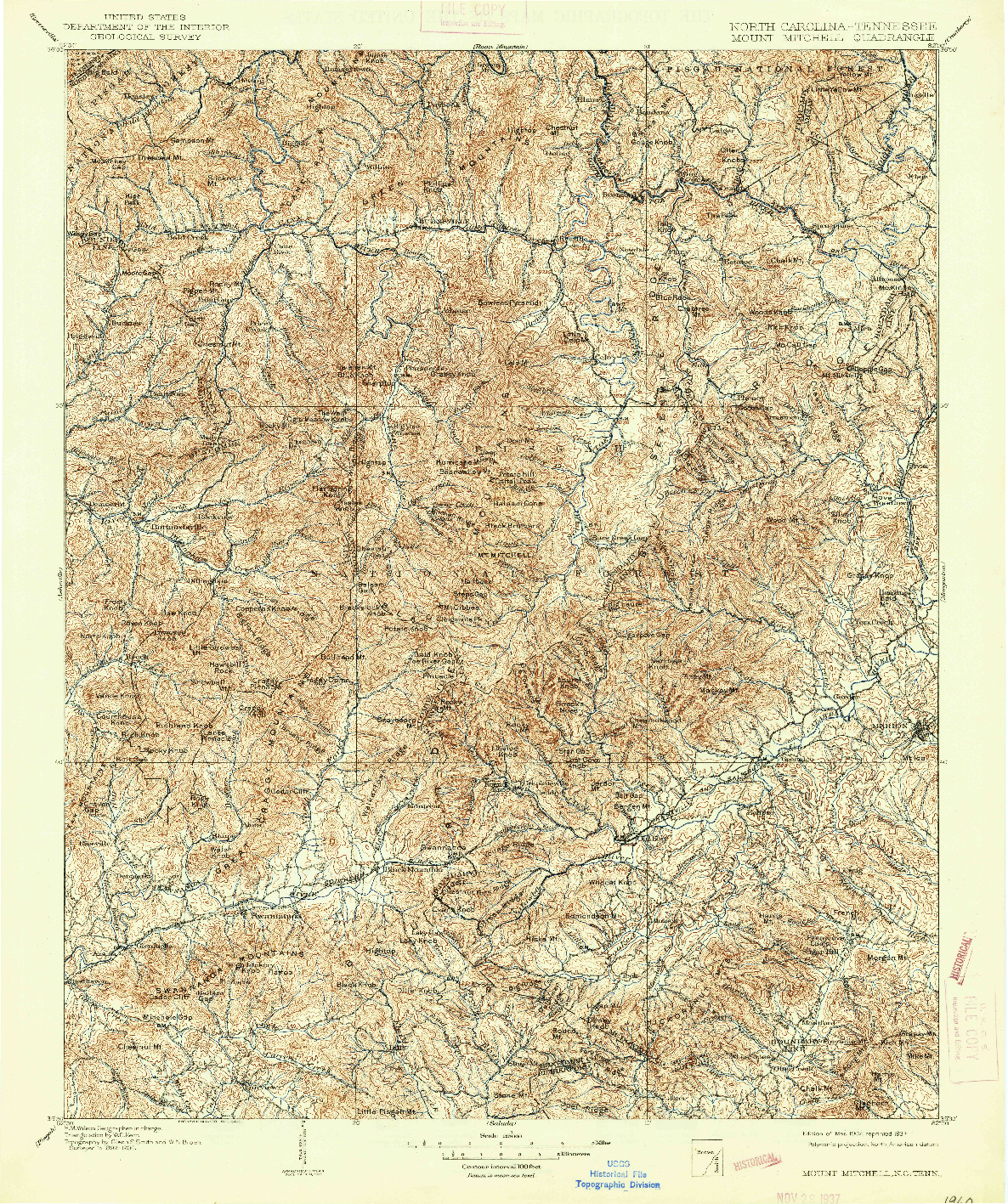 USGS 1:125000-SCALE QUADRANGLE FOR MOUNT MITCHELL, NC 1902