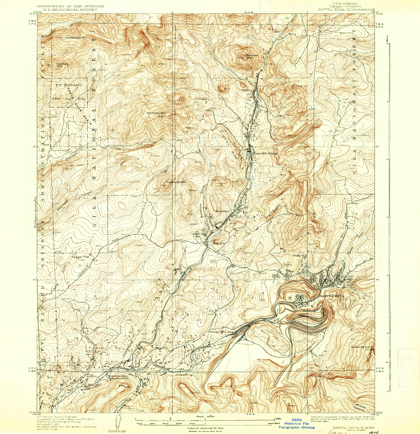 USGS 1:24000-SCALE QUADRANGLE FOR SANTA RITA, NM 1937