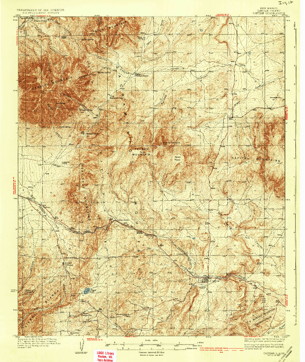 USGS 1:62500-SCALE QUADRANGLE FOR CAPITAN, NM 1937
