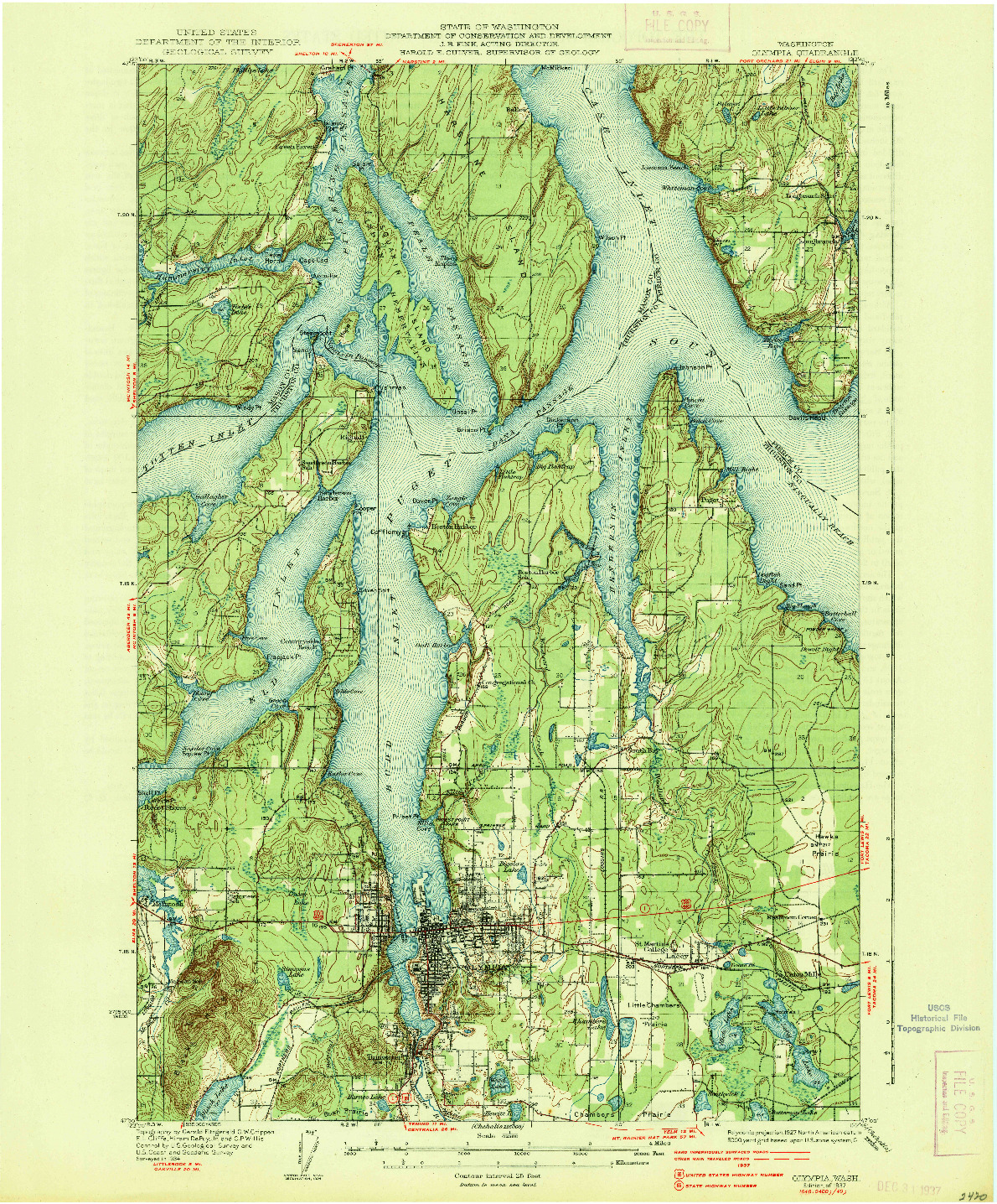 USGS 1:62500-SCALE QUADRANGLE FOR OLYMPIA, WA 1937