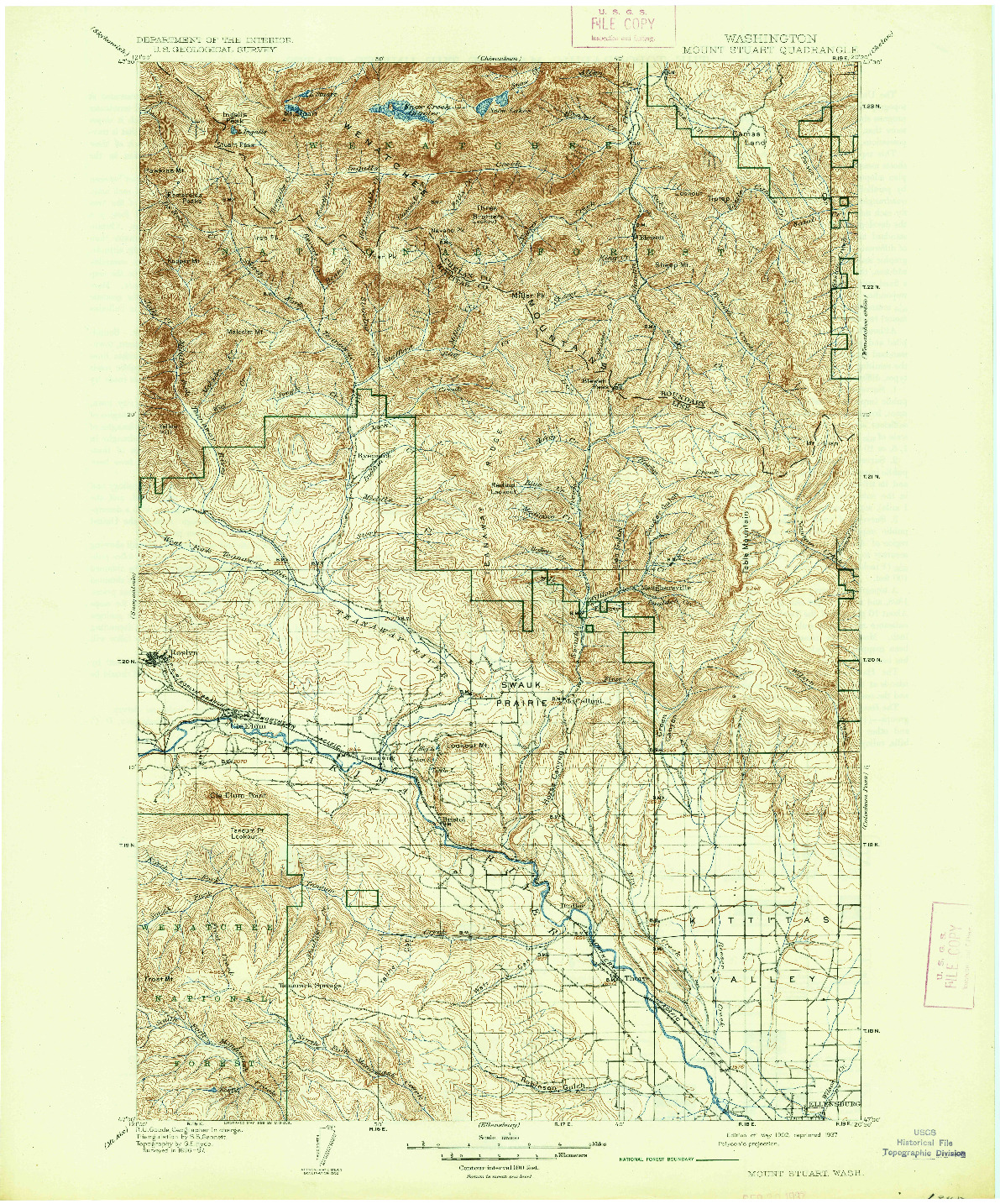 USGS 1:125000-SCALE QUADRANGLE FOR MOUNT STUART, WA 1902