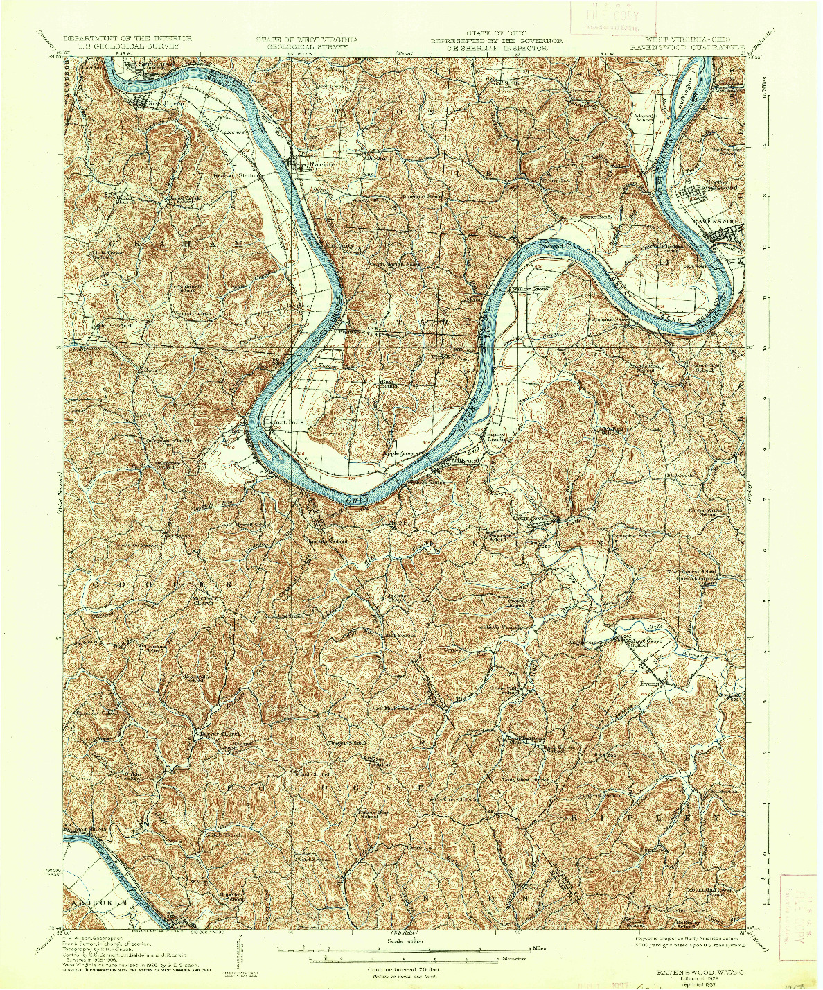 USGS 1:62500-SCALE QUADRANGLE FOR RAVENSWOOD, WV 1928