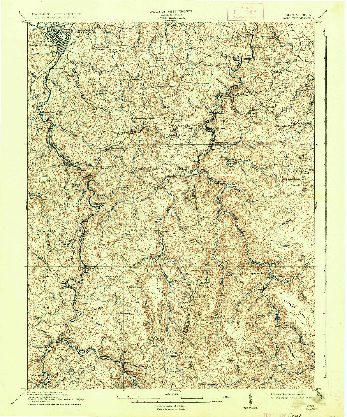 USGS 1:62500-SCALE QUADRANGLE FOR SAGO, WV 1914