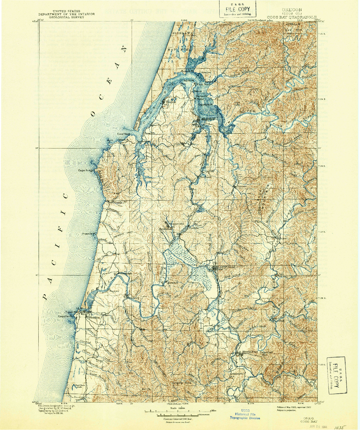 USGS 1:125000-SCALE QUADRANGLE FOR COOS BAY, OR 1900