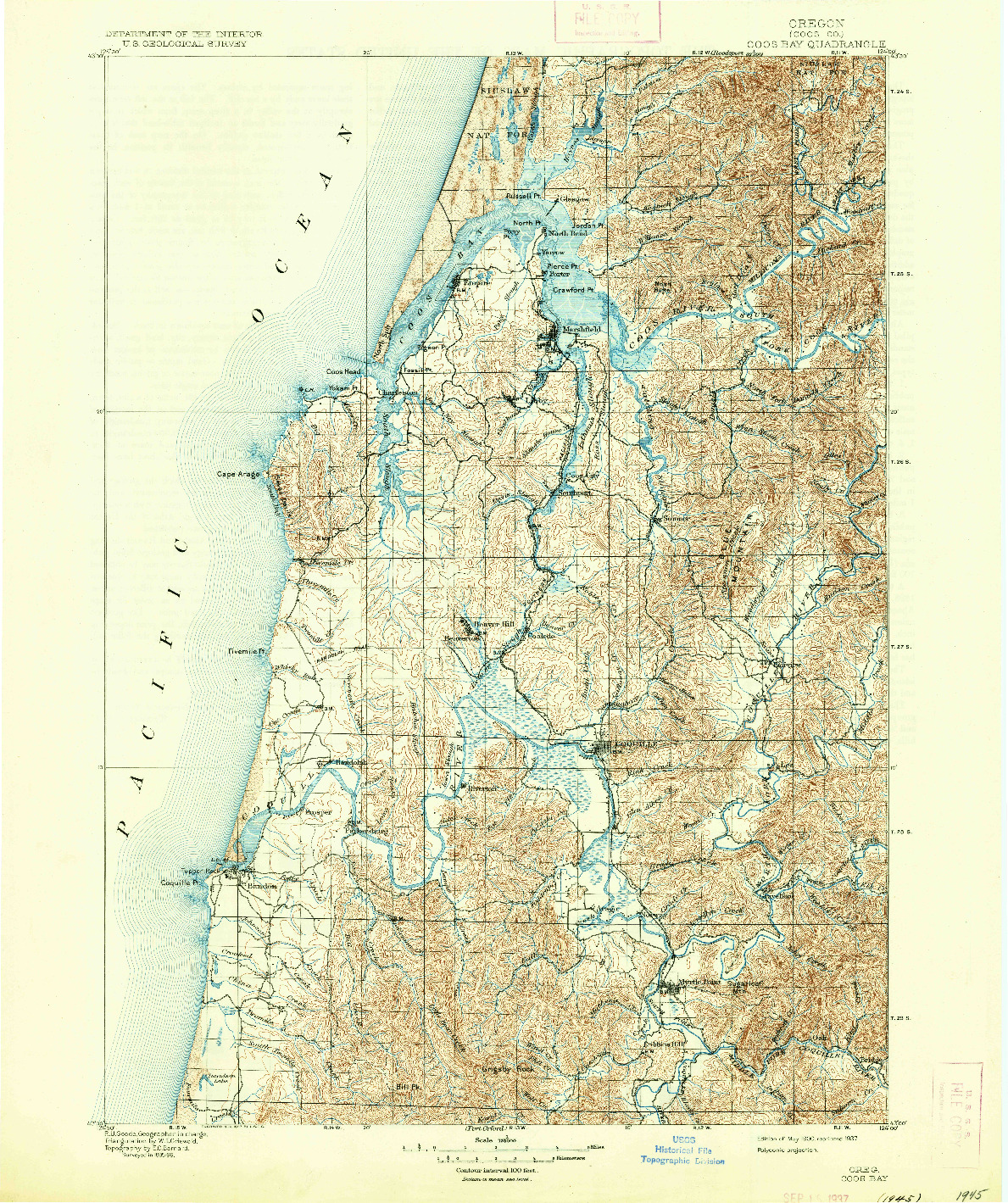 USGS 1:125000-SCALE QUADRANGLE FOR COOS BAY, OR 1900