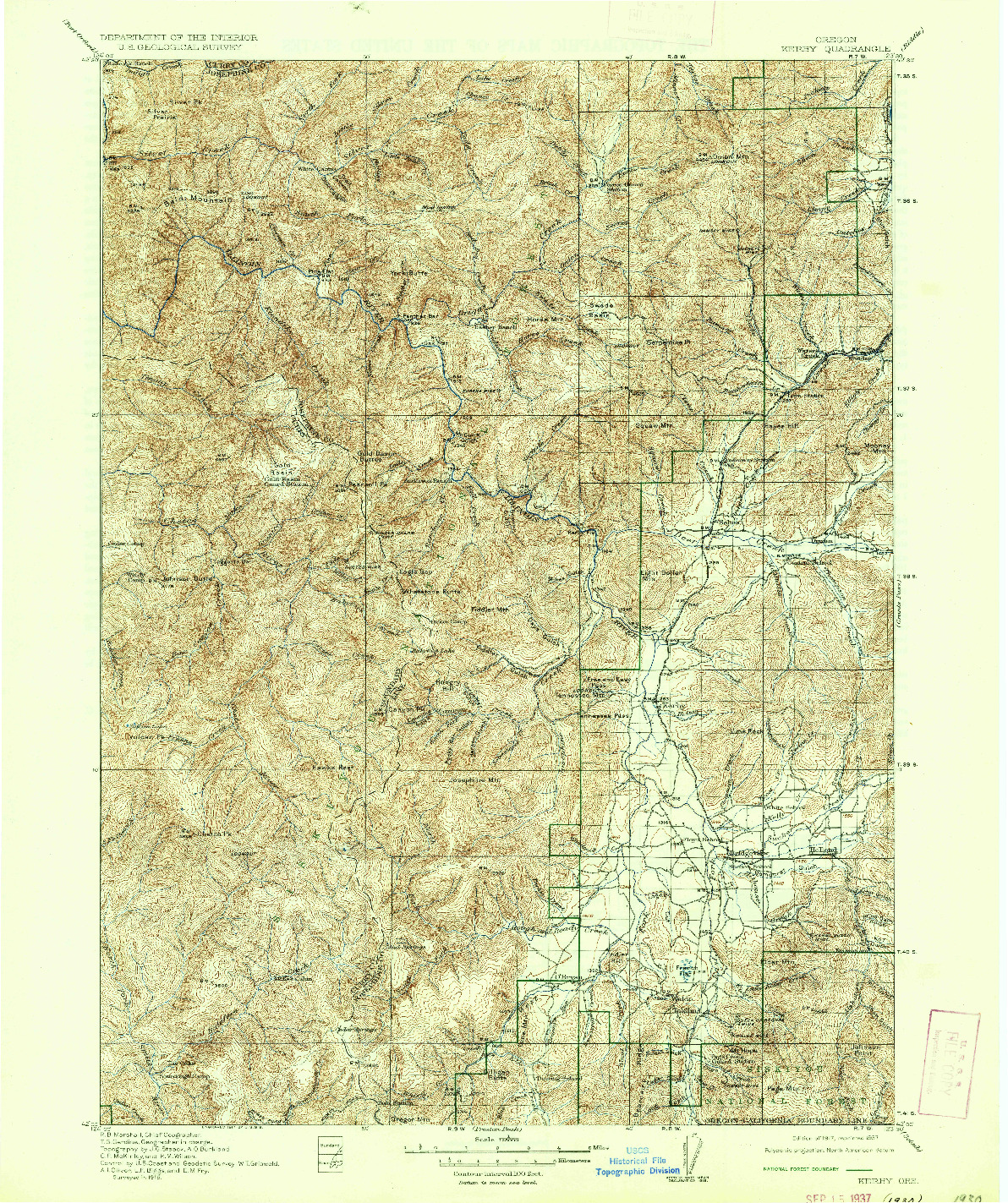 USGS 1:125000-SCALE QUADRANGLE FOR KERBY, OR 1917