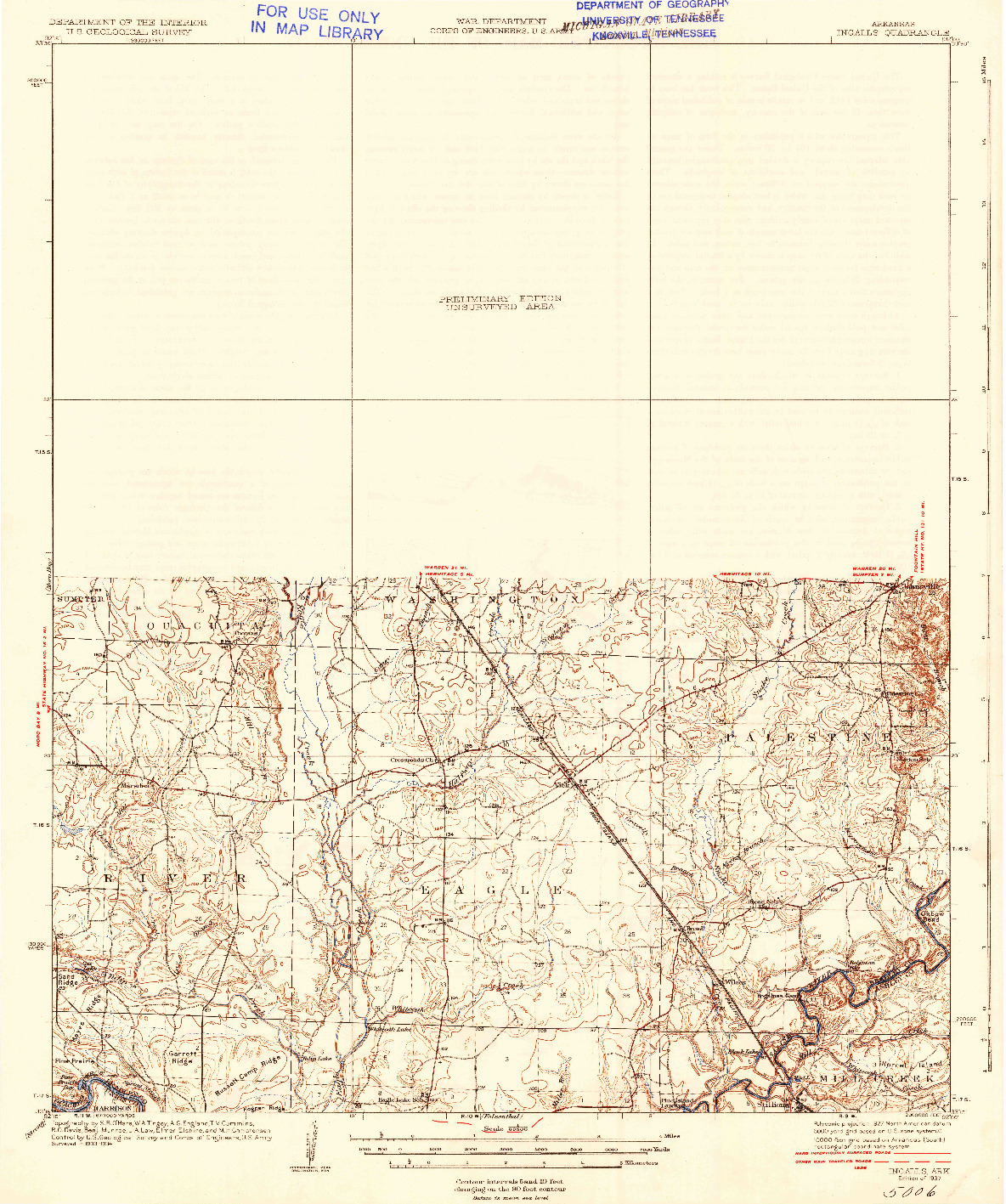 USGS 1:62500-SCALE QUADRANGLE FOR INGALLS, AR 1937