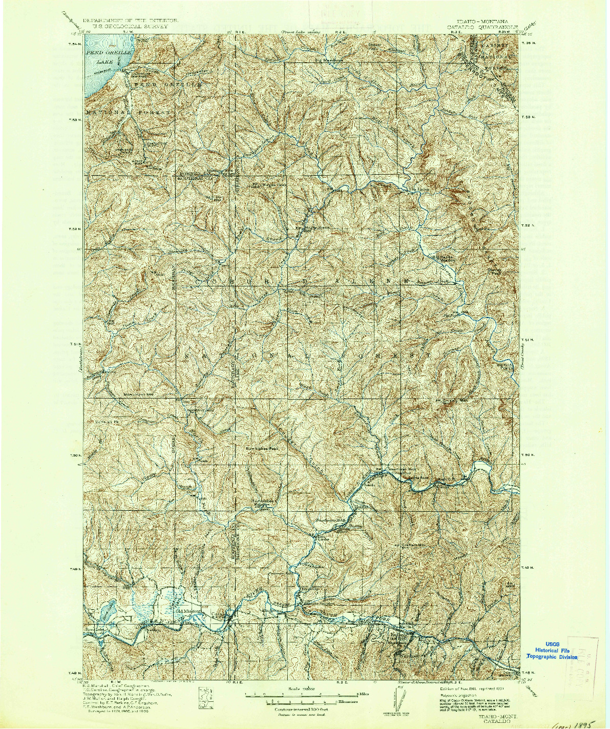 USGS 1:125000-SCALE QUADRANGLE FOR CATALDO, ID 1911