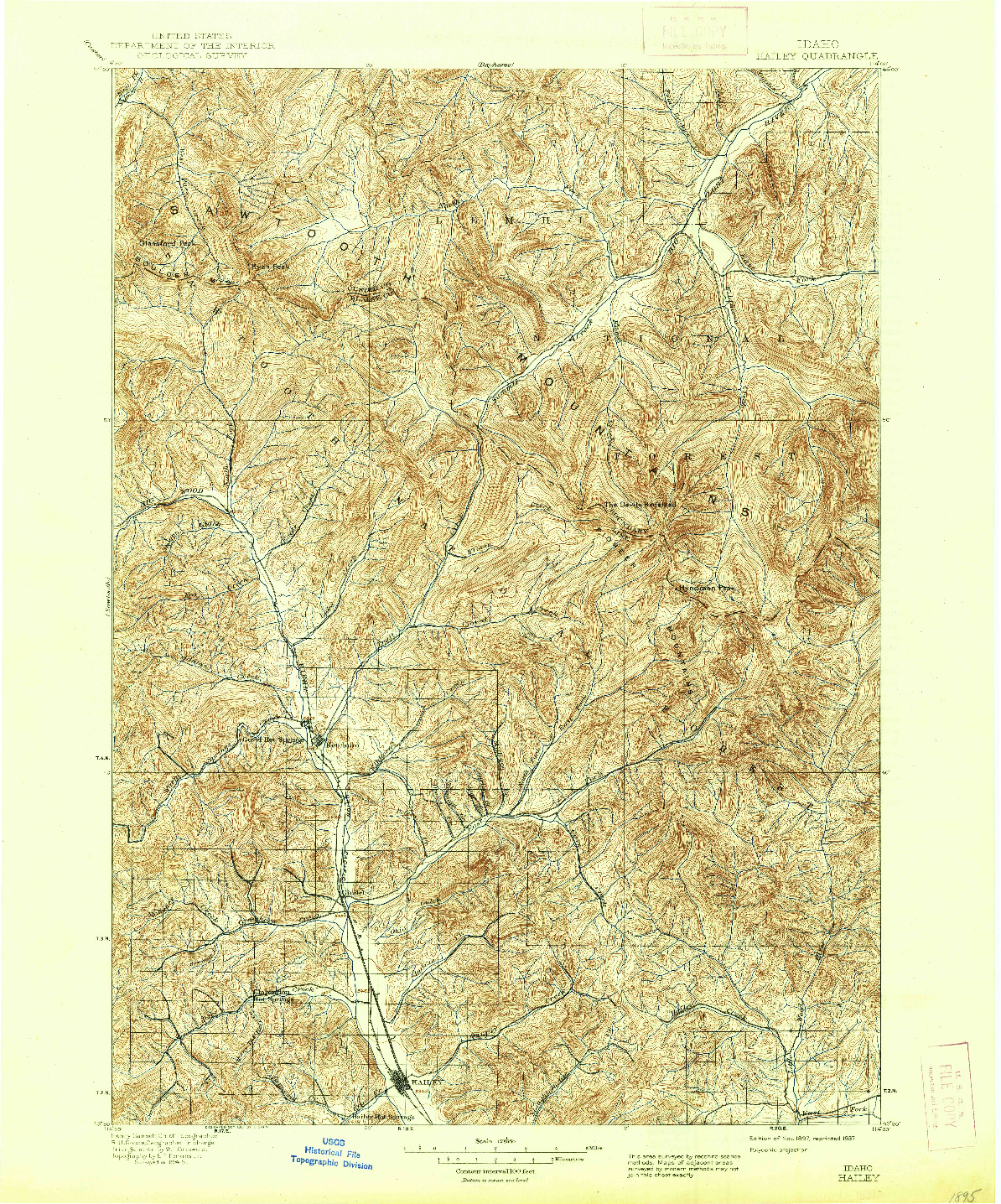 USGS 1:125000-SCALE QUADRANGLE FOR HAILEY, ID 1897