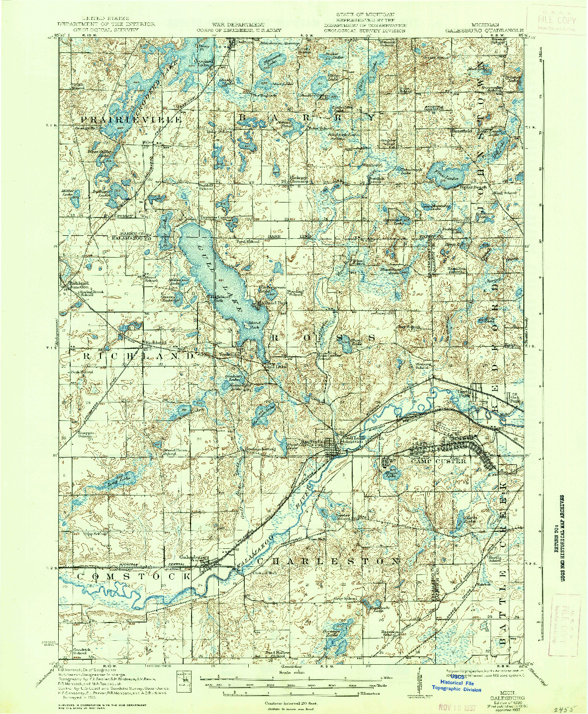 USGS 1:62500-SCALE QUADRANGLE FOR GALESBURG, MI 1918