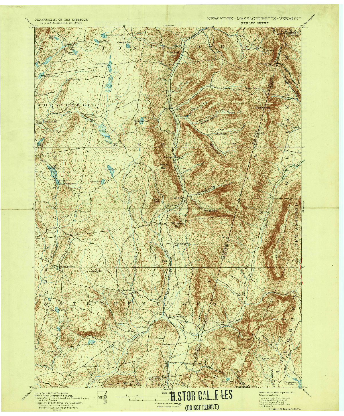 USGS 1:62500-SCALE QUADRANGLE FOR BERLIN, NY 1898