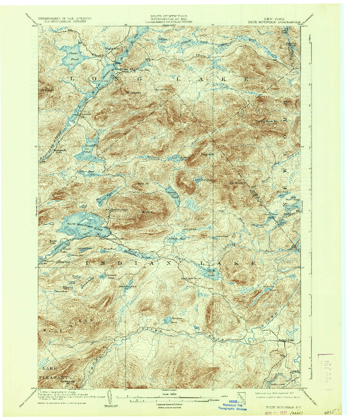 USGS 1:62500-SCALE QUADRANGLE FOR BLUE MOUNTAIN, NY 1903