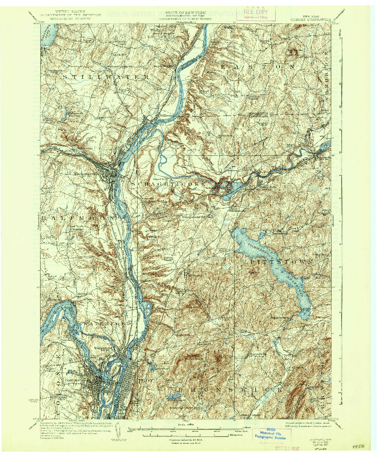 USGS 1:62500-SCALE QUADRANGLE FOR COHOES, NY 1929