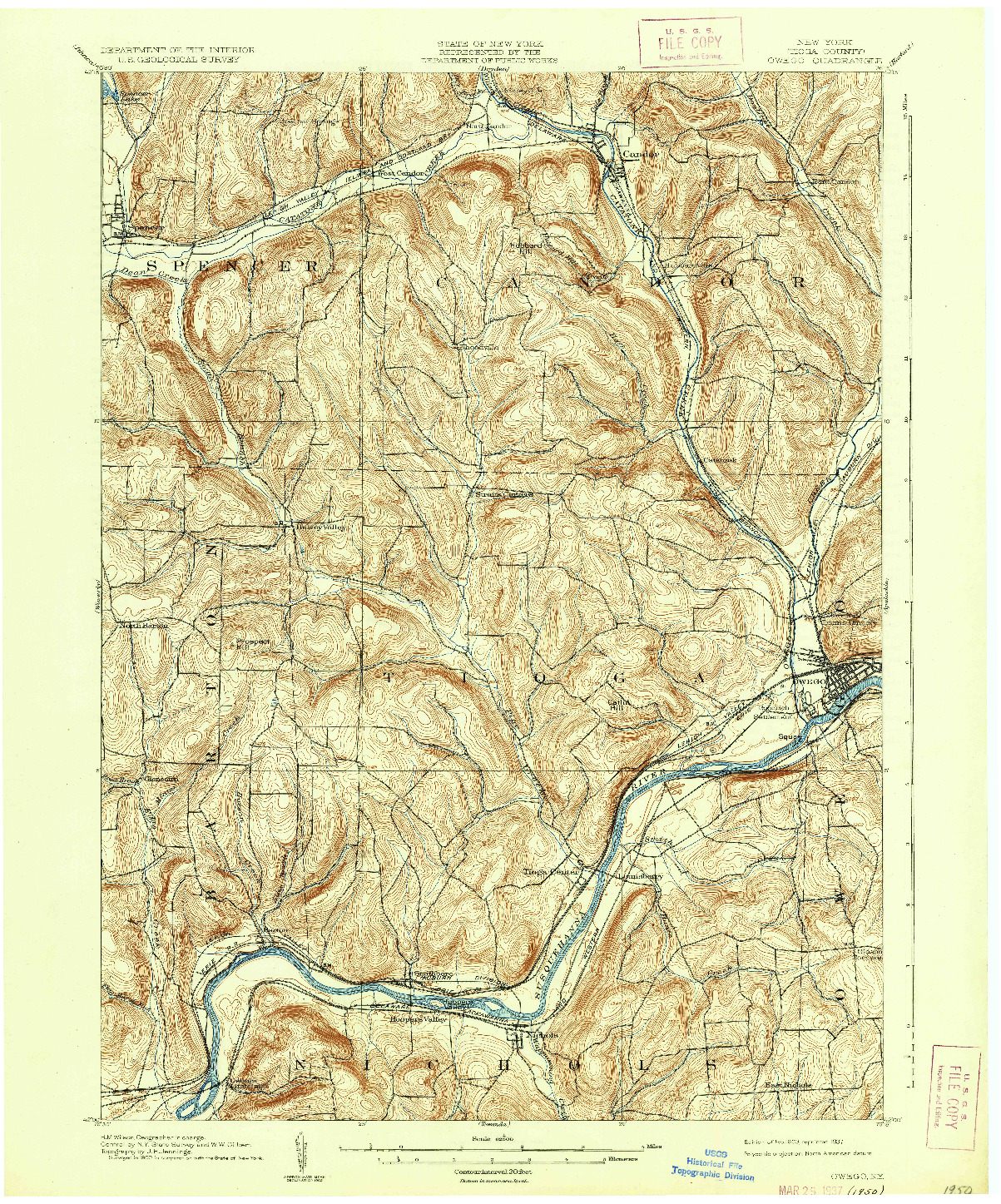 USGS 1:62500-SCALE QUADRANGLE FOR OWEGO, NY 1903