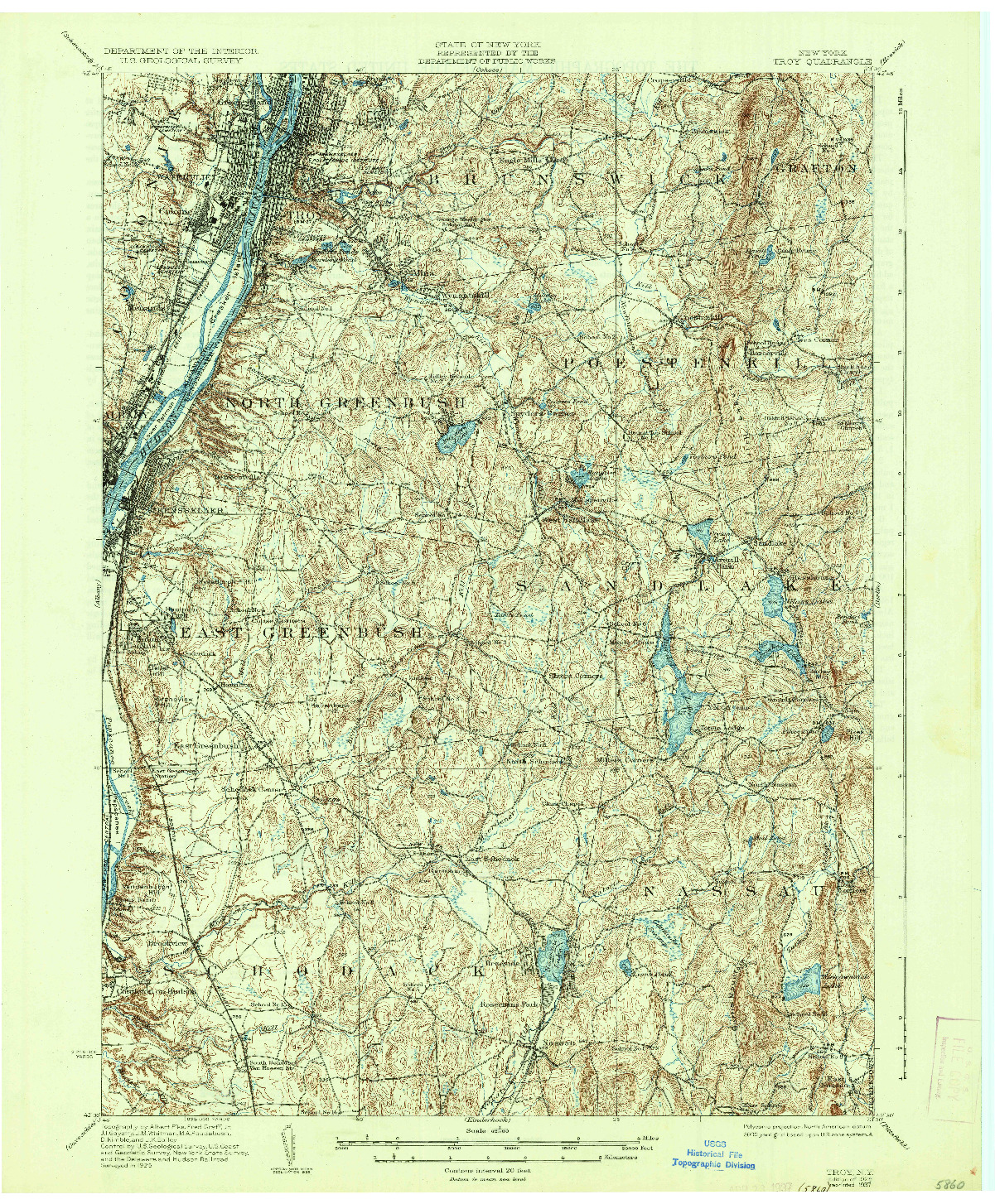 USGS 1:62500-SCALE QUADRANGLE FOR TROY, NY 1928